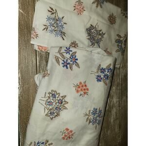 Vintage Blue And Orange Flower Sheet And Pillow Case Retro